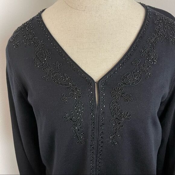 Vintage Vibe Lauren Ralph Lauren Silk Blend Beaded Cardigan S ✨ - Picture 4 of 14